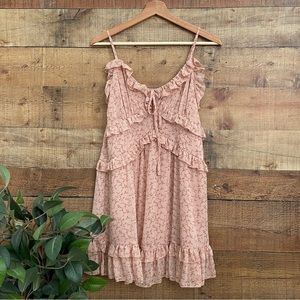 Floral Pink Ruffle Mini Dress